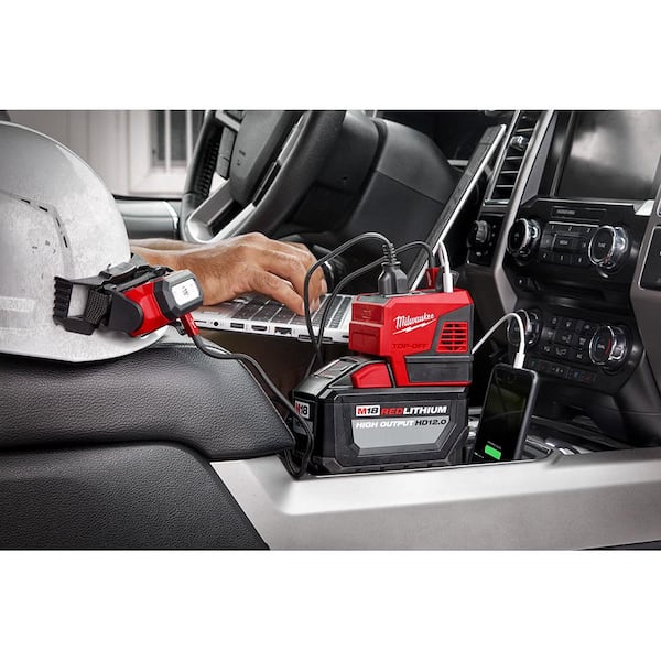 Milwaukee - M18 18-Volt Lithium-Ion 175-Watt Powered Compact Inverter for M18 Batteries w/ 5.0 Ah Battery Pack (2-Pack)