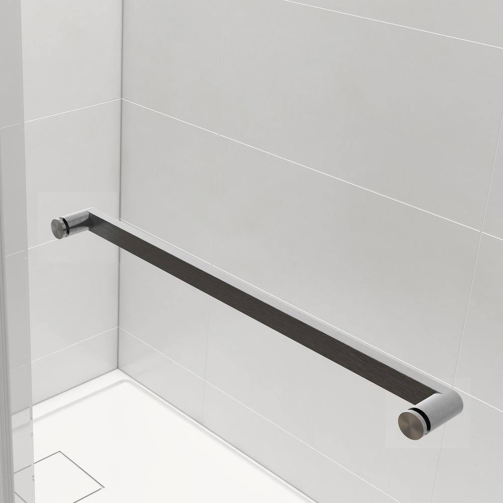 60" Frameless Brushed Nickel Sliding Shower Door with Clear Glass