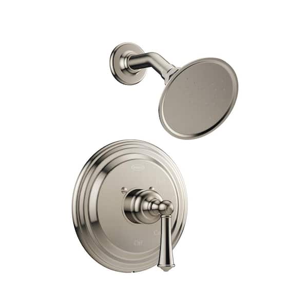 JACUZZI BARREA 1-Spray Pattern 2.0 GPM 4.8 in. Wall Mount Fixed Shower Head in Brushed Nickel with Valve Included