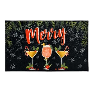 Let's Get Merry Black 2 ft. x 3 ft. 4 in. Machine Washable Area Rug