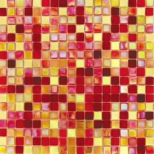 Mingles 11.6 in. x 11.6 in. Glossy Red and Yellow Glass Mosaic Wall and Floor Tile (18.69 sq. ft./case) (20-pack)