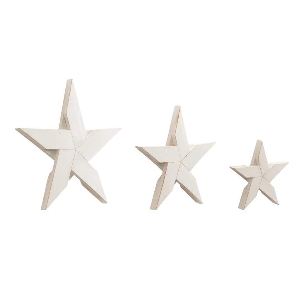 White Wooden Dimensional Star Wall Decor Set