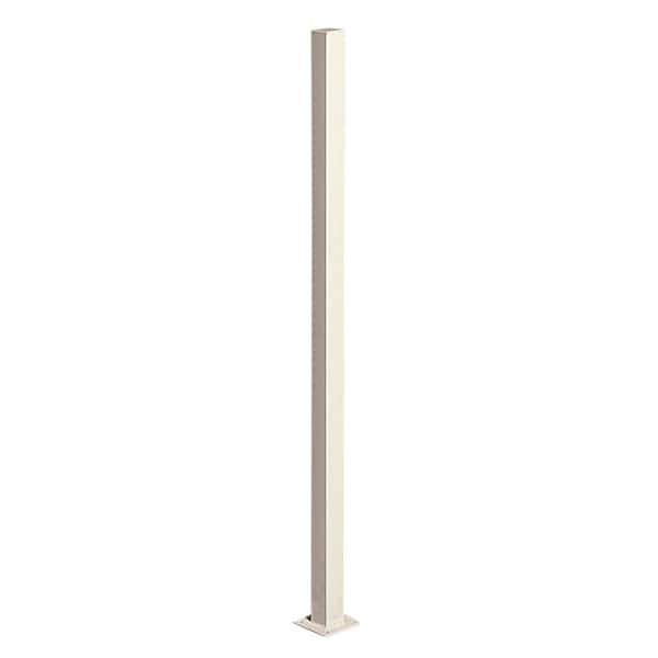 First Alert 2 in. x 2 in. x 36 in. Navajo White Steel Fence Post with Flange