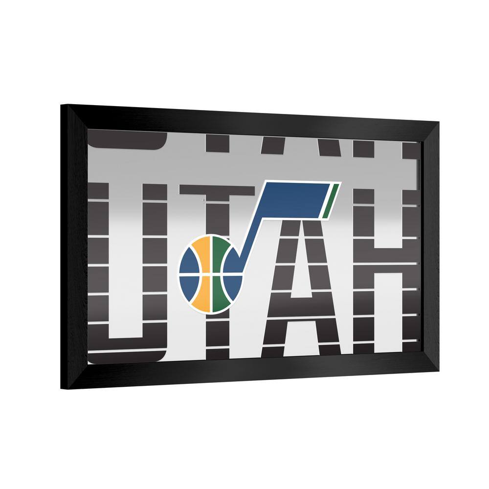 Utah Jazz City 26 in. W x 15 in. H Wood Black Framed Mirror NBA9UJ3HD