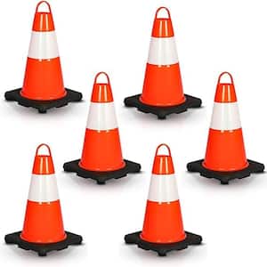 12 in. PVC Cone - 6-Pieces High Visibility Structurally Stable for Traffic, Parking, and Construction Safety (Orange)