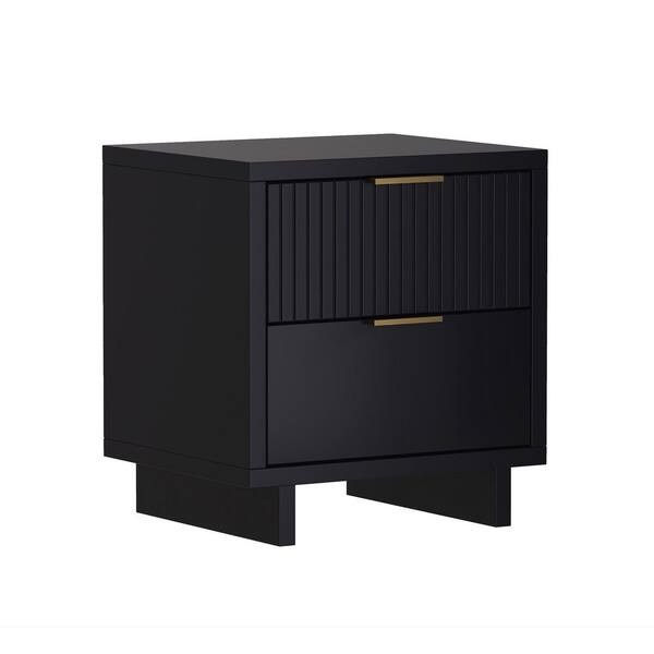 Manhattan Comfort Elara Contemporary Black 2-Drawer 18.1 in. W