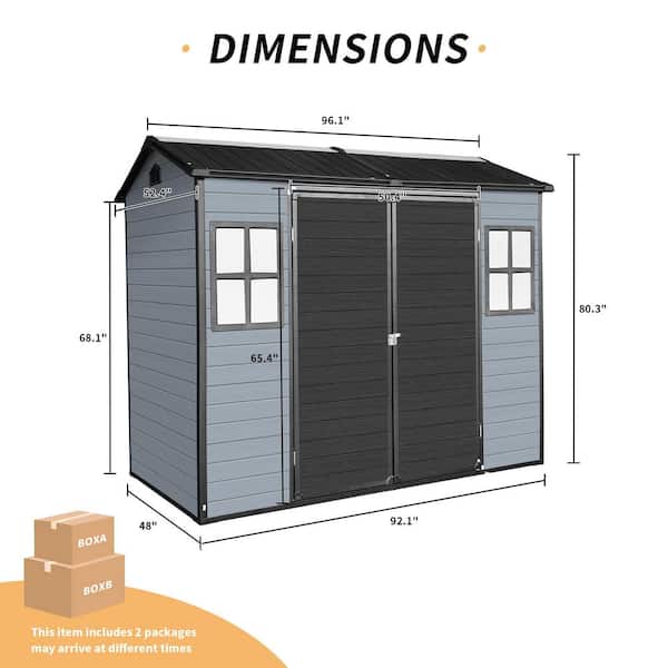 Noble House Zoey 8 ft. W x 4 ft. D Black + Grey Resin Plastic