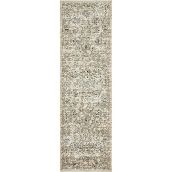 LOOMAKNOTI Celena Asheley Cream 2 ft. x 6 ft. 7 in. Floral Polypropylene Runner Rug