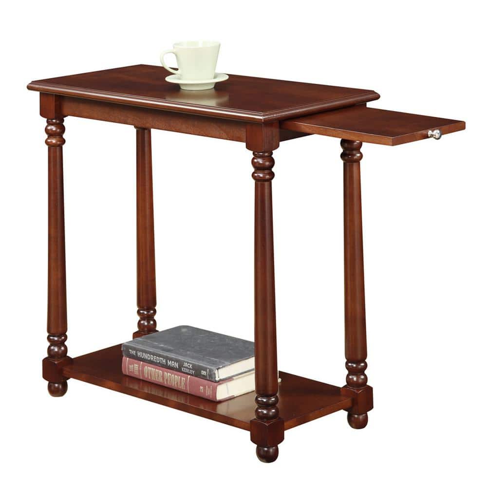Elegant French Country Mahogany End Table with Concealed Tray