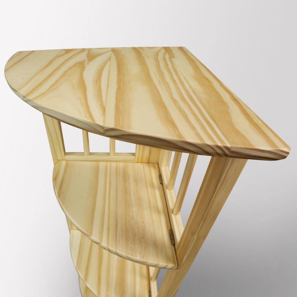 Natural Solid Wood 4-Shelf Corner Folding Bookcase