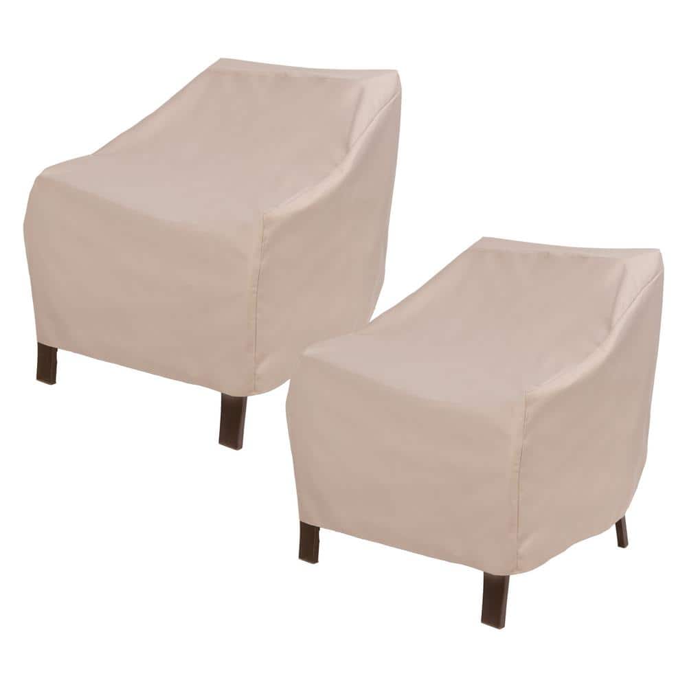 Beige Weather-Resistant Patio Chair Covers, Set of 2
