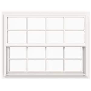 42 in. x 36 in. V-4500 Series White Single-Hung Vinyl Window with 8-Lite Colonial Grids/Grilles