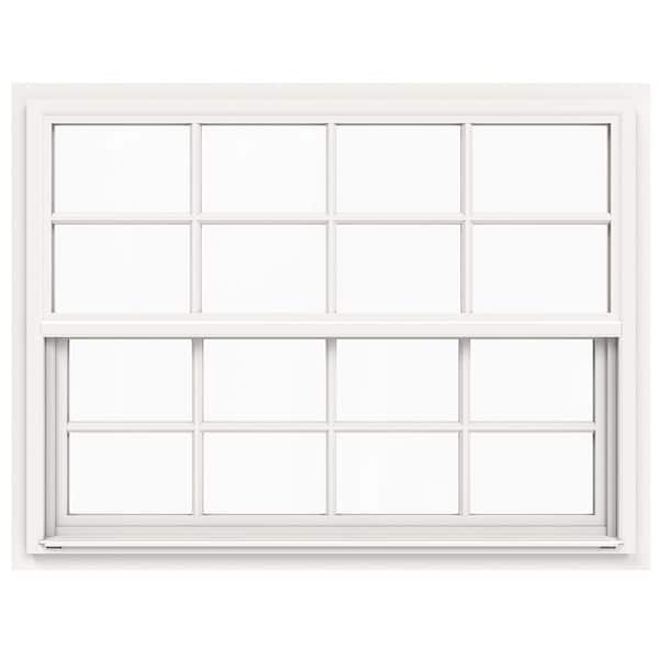 JELD-WEN 42 in. x 36 in. V-4500 Series White Single-Hung Vinyl Window with 8-Lite Colonial Grids/Grilles