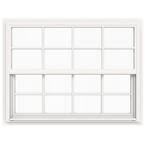 48 in. x 36 in. V-4500 Series White Single-Hung Vinyl Window with 8-Lite Colonial Grids/Grilles