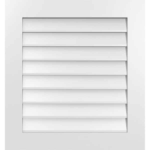 Ekena Millwork 28 in. x 30 in. Vertical Surface Mount PVC Gable Vent: Decorative with Standard Frame