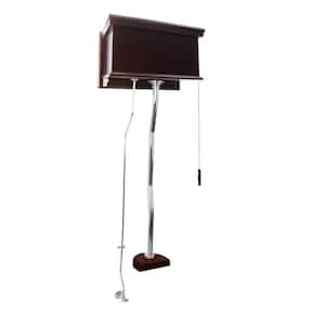 High Tank Toilet 1.6 GPF Single Flush Raised Hardwood Toilet Tank Only in. Brown with Chrome Z Pipe