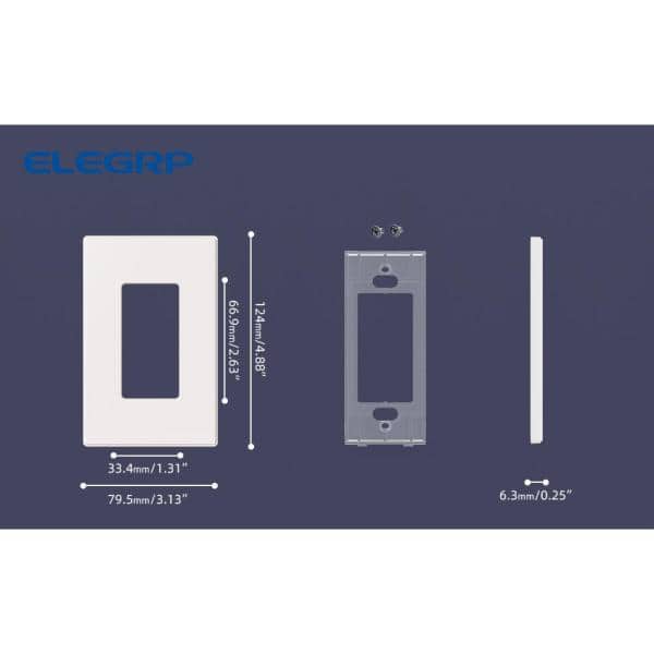 White 1-Gang Screwless Plastic Wall Plate Set