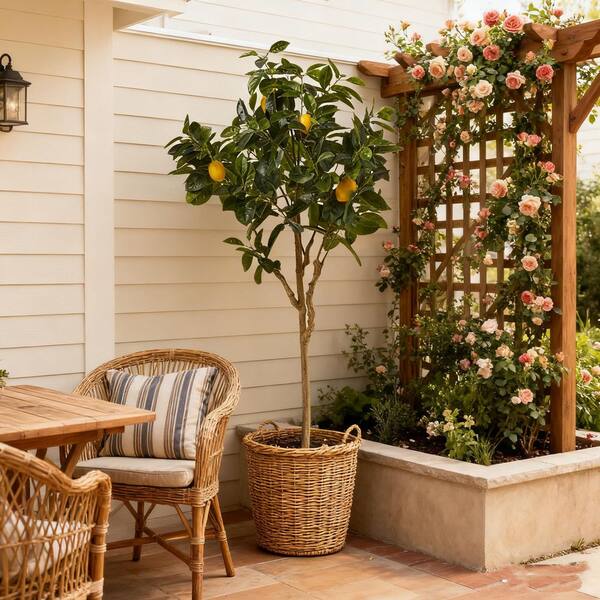 JANPROLIA 5 Ft Easter Artificial Lemon Tree, Faux Plant for