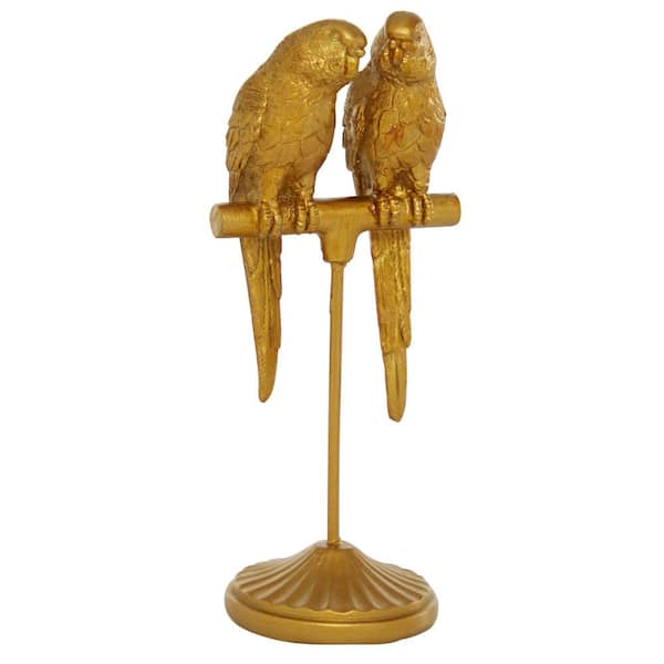 Litton Lane 3 in. x 9 in. Gold Polystone Parrot Sculpture