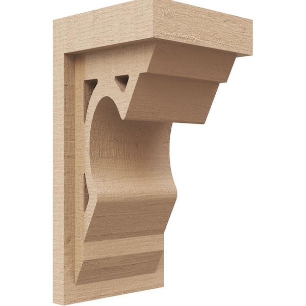 Ekena Millwork 5 in. x 10 in. x 5 in. Series 2 Wide Sheridan Rough Cedar Woodgrain Timberthane Polyurethane Corbel, Primed Tan