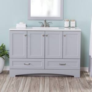 Lancaster 48.25 in. W x 18.75 in. D Bath Vanity in White with Cultured Marble Vanity Top in White with Integrated Sink