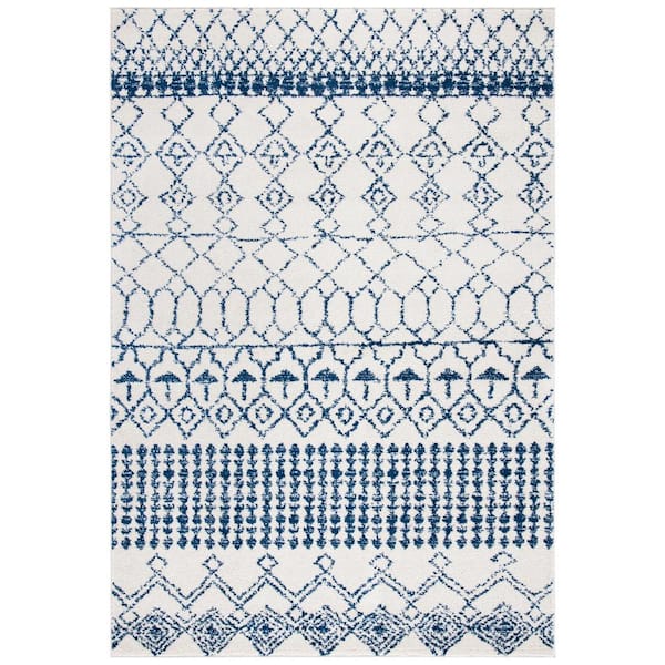 SAFAVIEH Tulum Ivory/Navy 9 ft. x 12 ft. Moroccan Area Rug