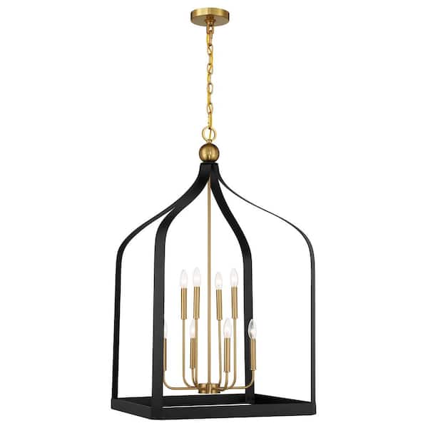 Savoy House Sheffield 60-Watt 8-Light Matte Black with Warm Brass Accents Pendant Light, No Bulbs Included