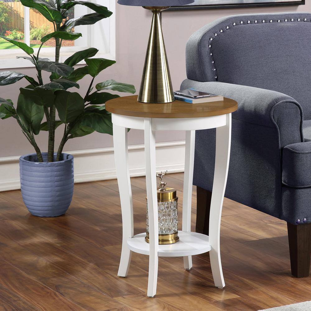 Heritage Elegance 18" Round Driftwood & White Wood End Table