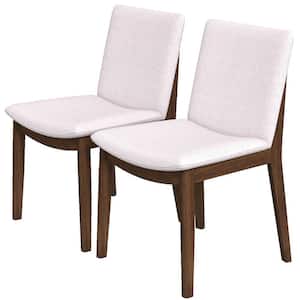 Valentine Mid-Century Modern Beige Fabric Dining Chair (Set of 2)
