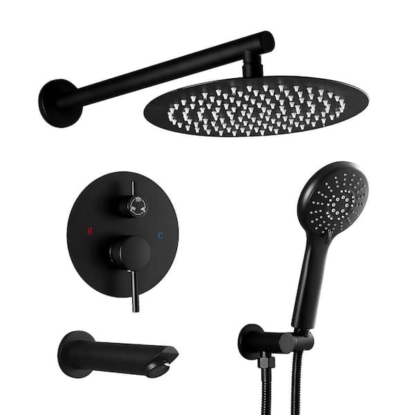 AKLFGN Single Handle 3-Spray Tub and Shower Faucet Shower Combo 2.0 GPM with 360 Degree Swivel in. Matte Black