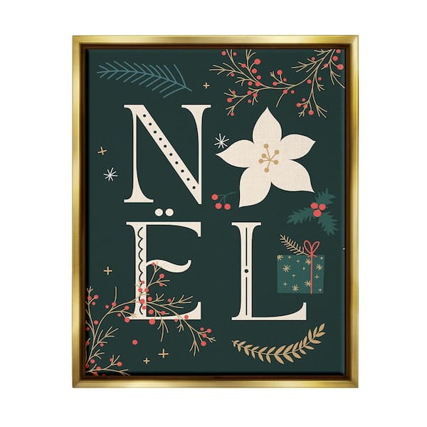 Stupell Industries Noel with Christmas Bloom by Lil Rue 1 Piece Floater Frame Graphic Print Nature Poster Art Print 21 in. x 17 in.