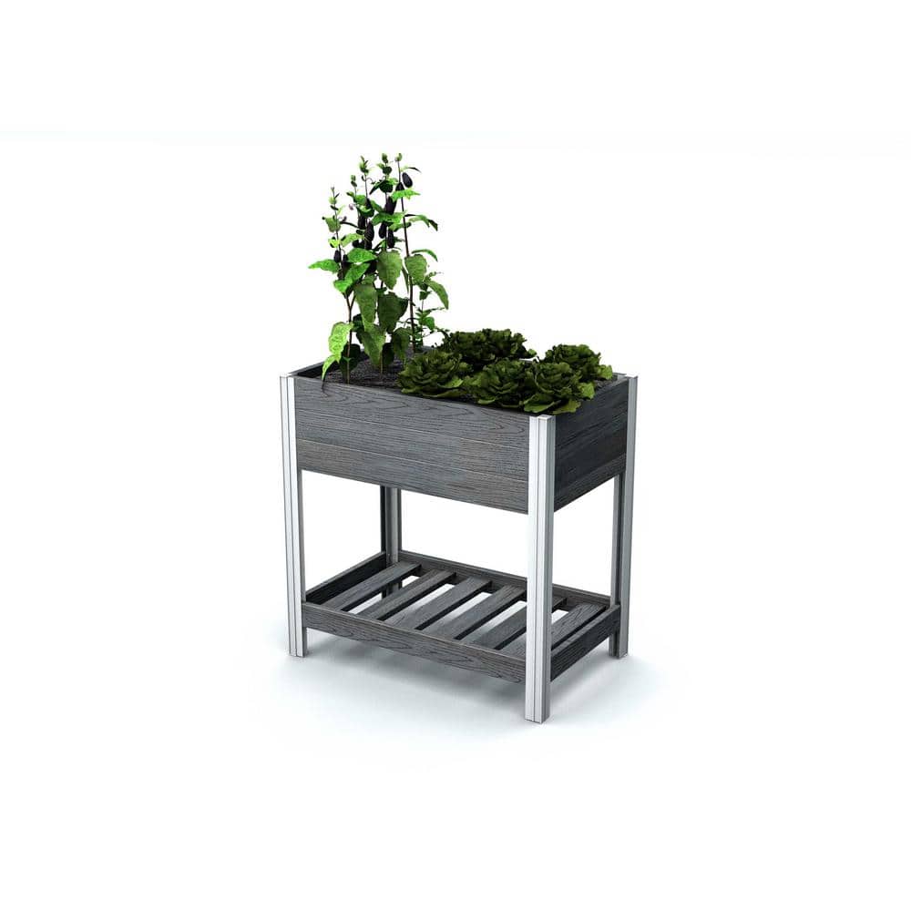 Slate Gray Elevated Vinyl Herb Garden Planter