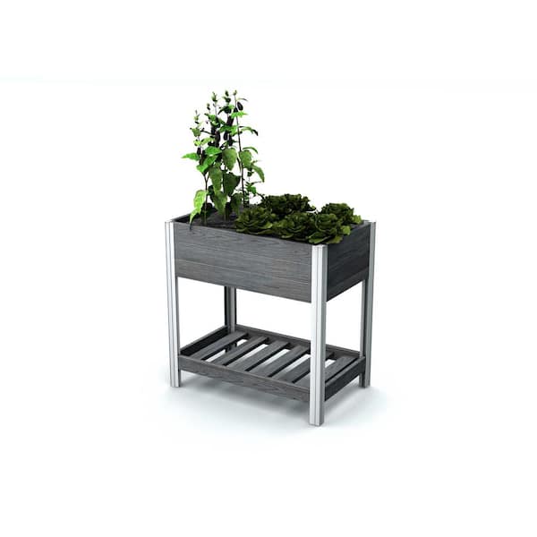 VITA Urbana 35 in. x 22 in. x 34 in. Slate Gray Vinyl Herb Farm