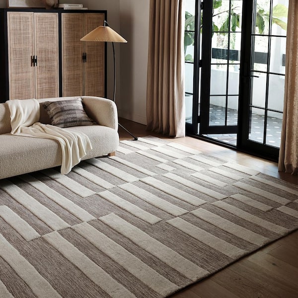 Frenshe Interiors Baja Broken Stripe Ivory 9 ft. x 12 ft. Indoor/Outdoor Patio Area Rug