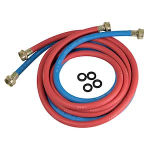 3/4 in. x 3/4 in. x 12 ft. Rubber Washing Machine Hose, EPDM Rubber Tube and Cover ( Pack of 2, 1 Red 1 Blue)