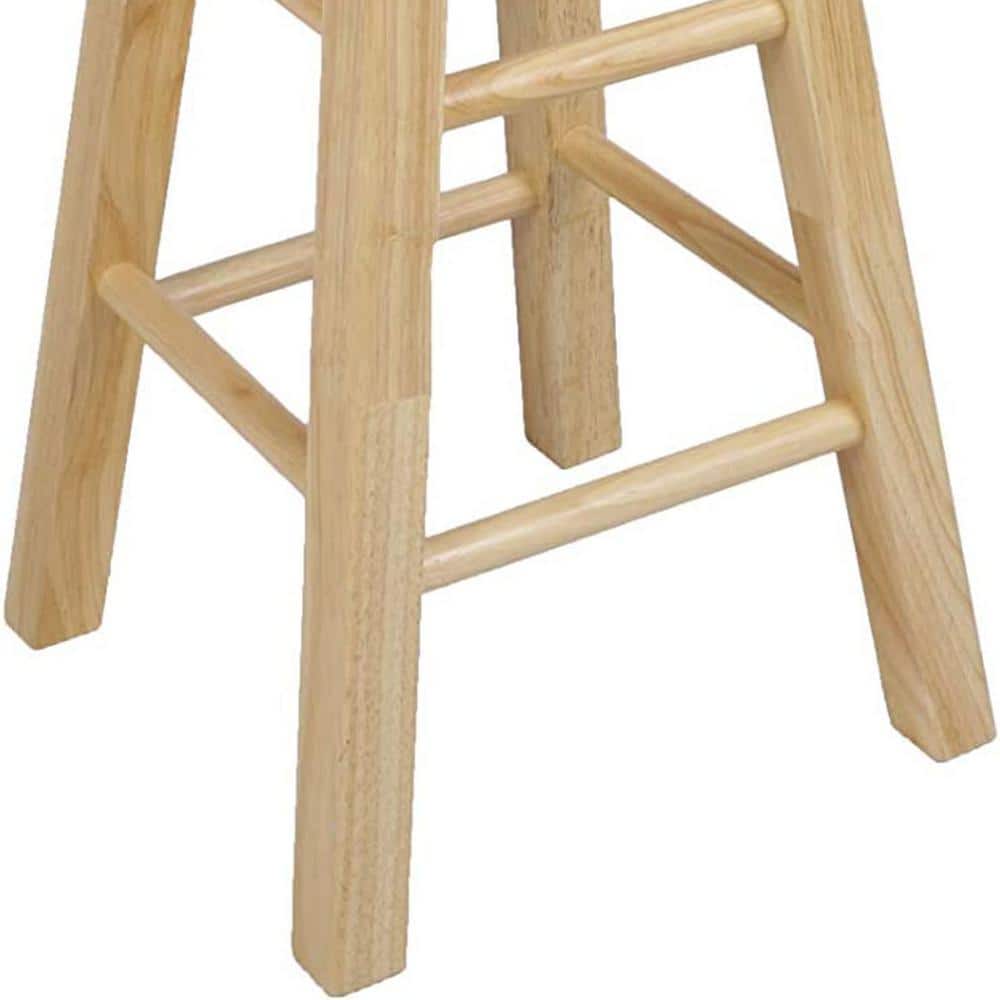 Adjustable Backless Natural Brown Wooden Counter Stool, 24 Inch, Set of 2