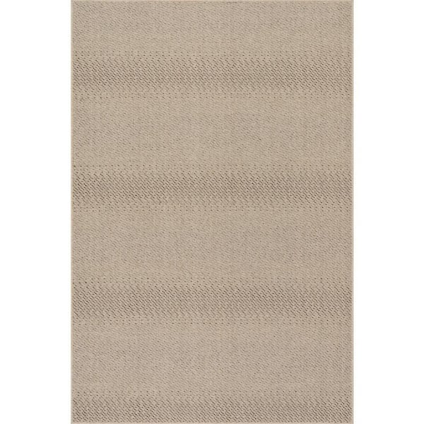 Thessara Modern Striped Area Sand 8 ft. x 10 ft. Indoor Area Rug