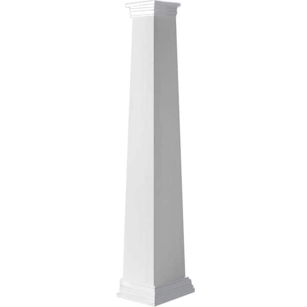 9-5/8 in Bottom Width to 5-5/8 in Top Width x 5 ft. H Square Tapered Smooth PVC Column Wrap Kit Prairie Capital and Base