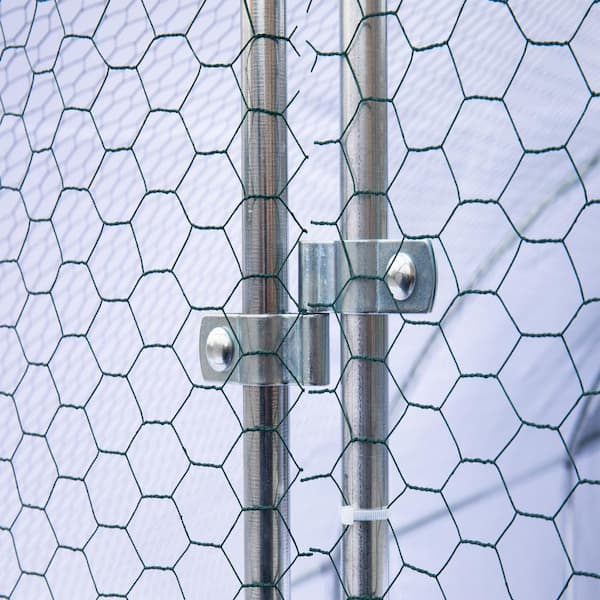 GOGEXX 18.8 ft.L x 9.2 ft. W x 6.5 ft.H Large Metal Chicken Coop Chicken House Steel Wire Fence Net Cage Poultry Cage Outdoors