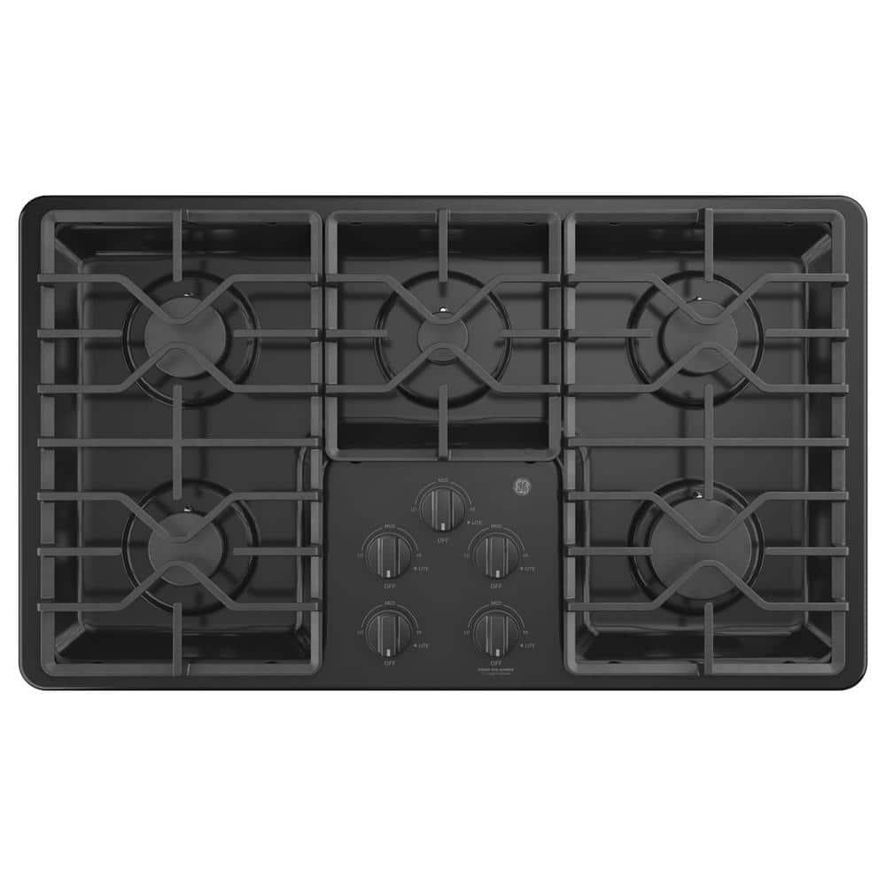 36" Black Stainless Steel Gas Cooktop with 5 Burners