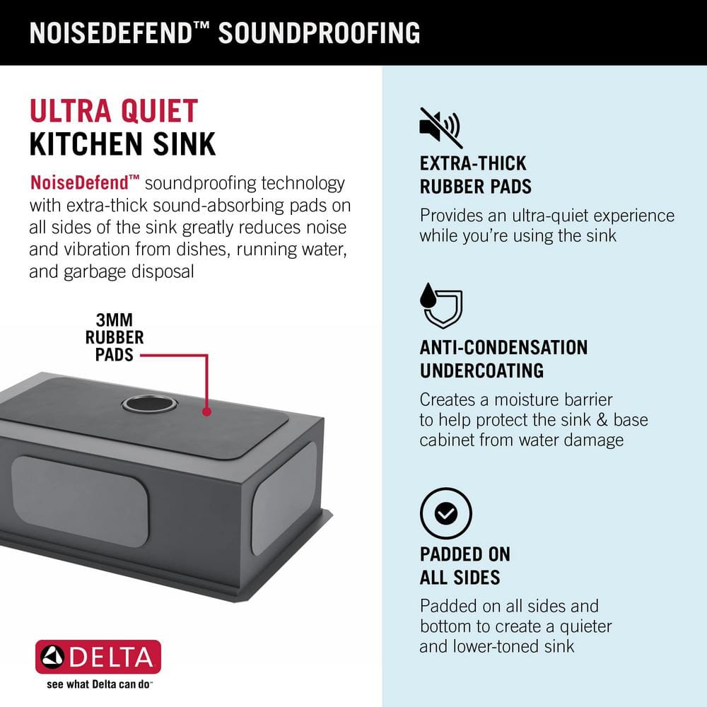 Delta 30-Inch Stainless Steel Workstation Undermount Kitchen Sink