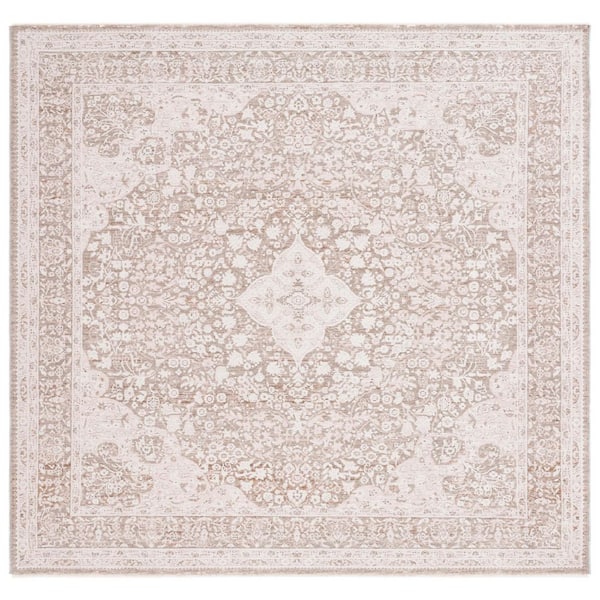Willow 6 ft. x 6 ft. Ivory/Sage Ornate Border Square Area Rug