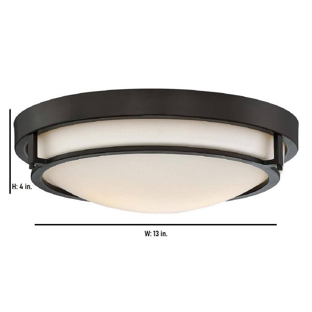 Sleek 13" Bronze and Glass Flush Mount Ceiling Light