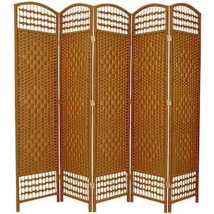 5.5 ft. Light Beige 5-Panel Room Divider