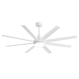 Archer 65 in. Integrated LED Indoor White Ceiling Fans with Light and Remote Control Included