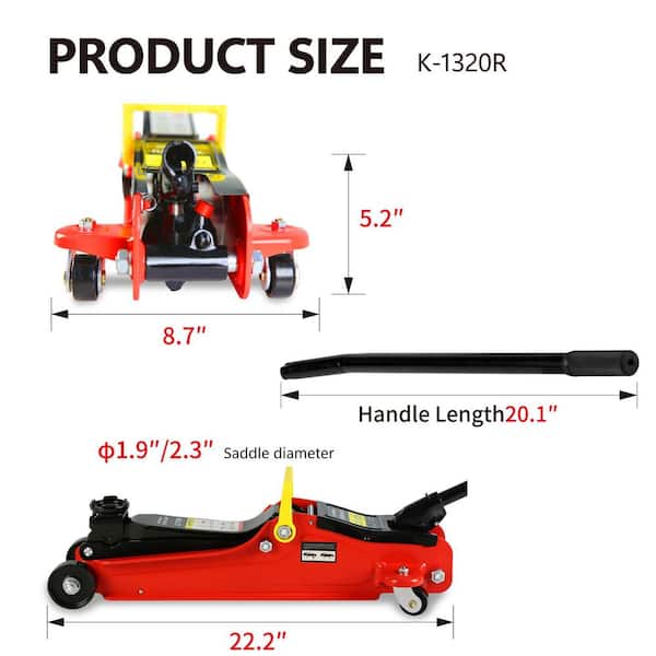 2-Ton Low Profile Steel Racing Floor Jack with Single Piston Quick Lift Pump