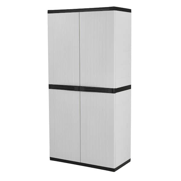 Premium One 35 in. W x 71.7 in. x 18.5 in. D 4-Shelf Resin Freestanding Cabinet in Grey