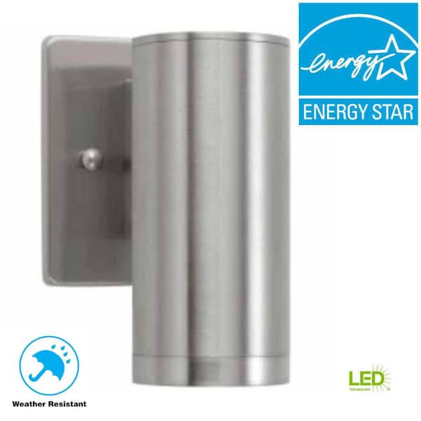 Details about   NEW Brushed Nickel Outdoor LED Wall Lantern Sconce by Home Decorators Collection 