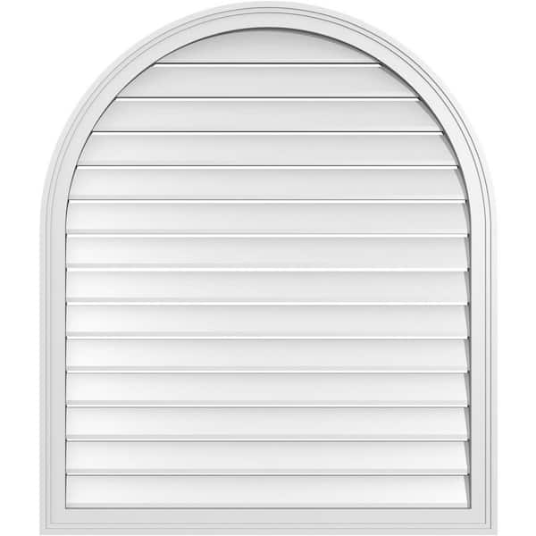 Ekena Millwork 36" x 42" Round Top Surface Mount PVC Gable Vent: Functional with Brickmould Frame