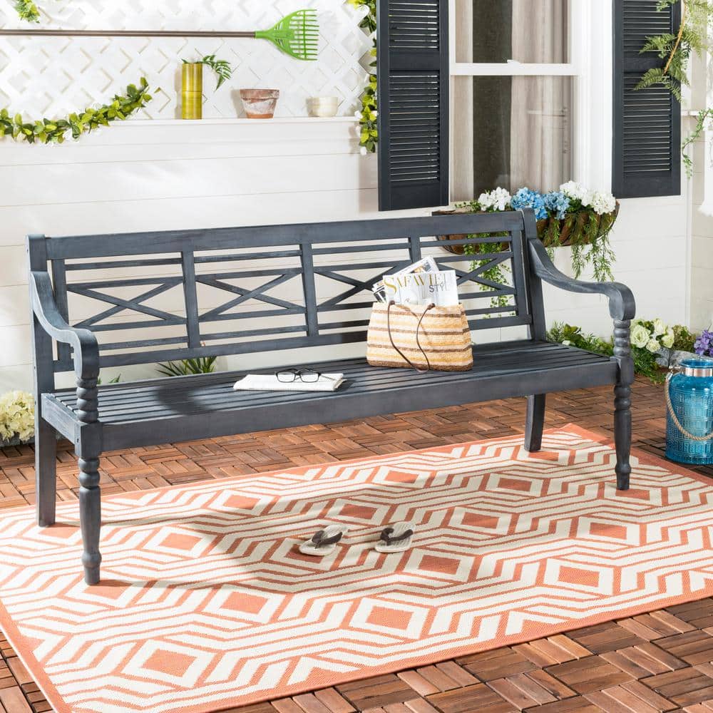 Karoo 70" Dark Slate Gray Acacia Wood Outdoor Bench